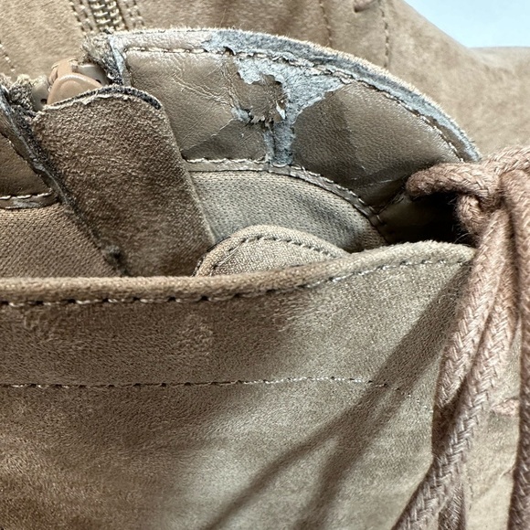 Merona Womens Size 9 Suede Wedge Heel Booties Boots Lace Up Zipper Closure Tan - Picture 11 of 11